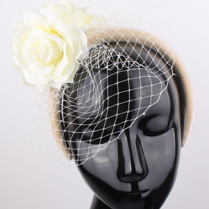 Cream Rose Netting Hairband