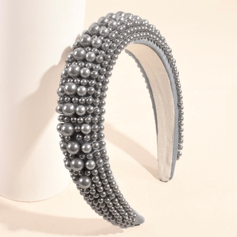 Grey Pearl Crown Hairband