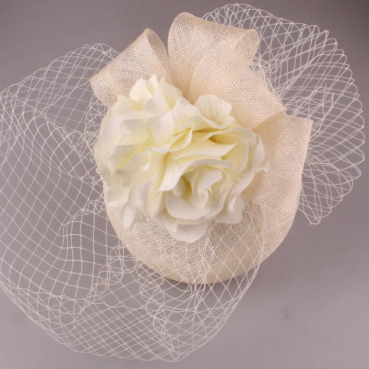 Cream Rose Netting Fascinator