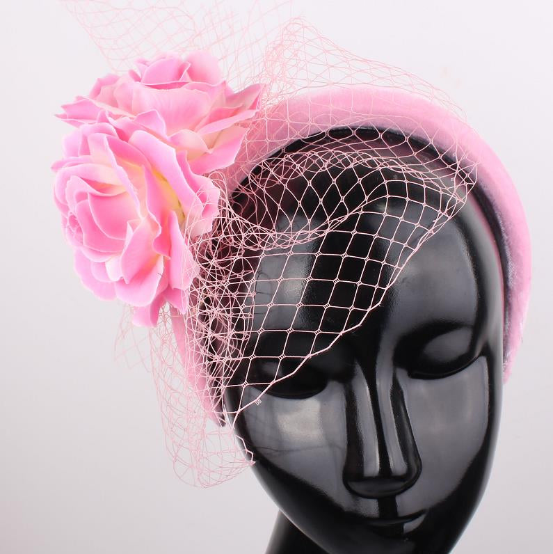 Pink Rose Netting Hairband