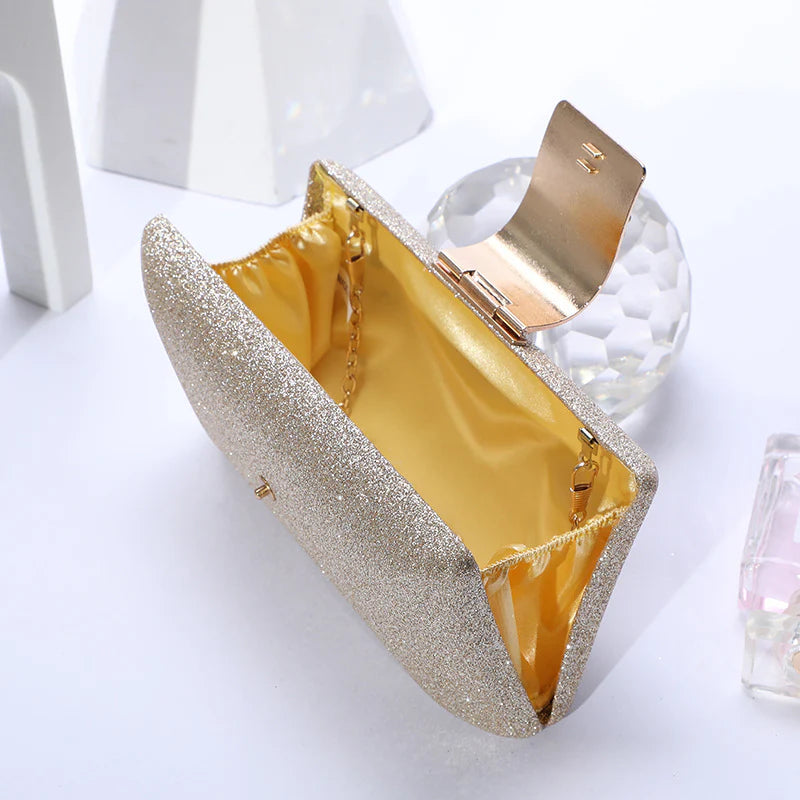 Amanda Crystal Glitter Clutch Silver