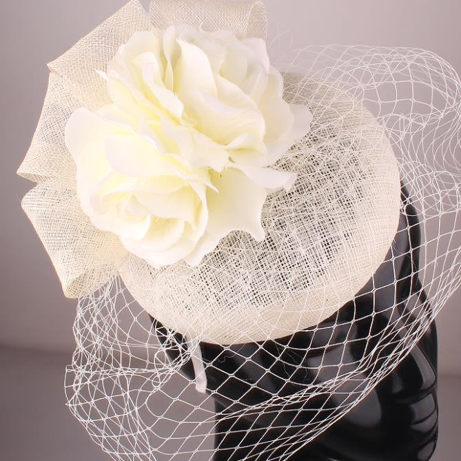 Cream Rose Netting Fascinator