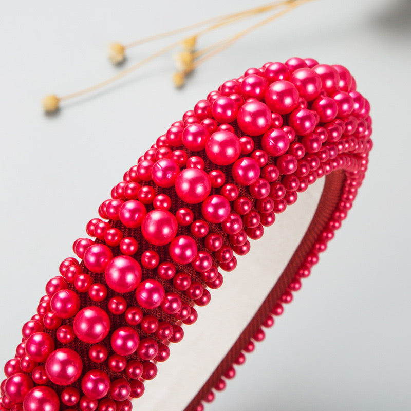 Hairband Red Pearls