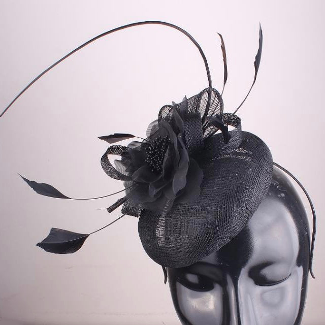 Black Flower Fascinator