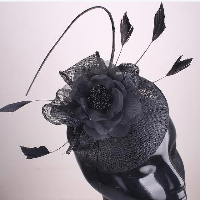 Black Flower Fascinator