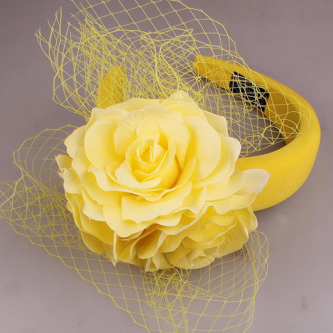 Yellow Rose Netting Hairband