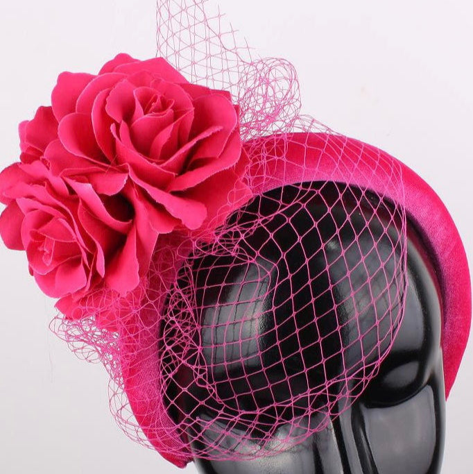 Fuchsia Rose Netting Hairband