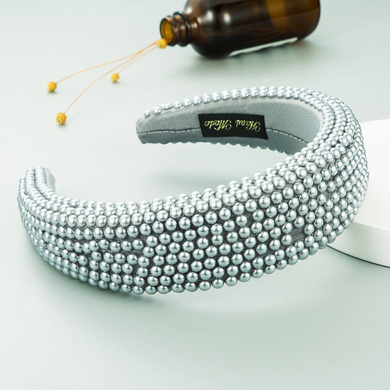 Silver Wide Pearl Hairband