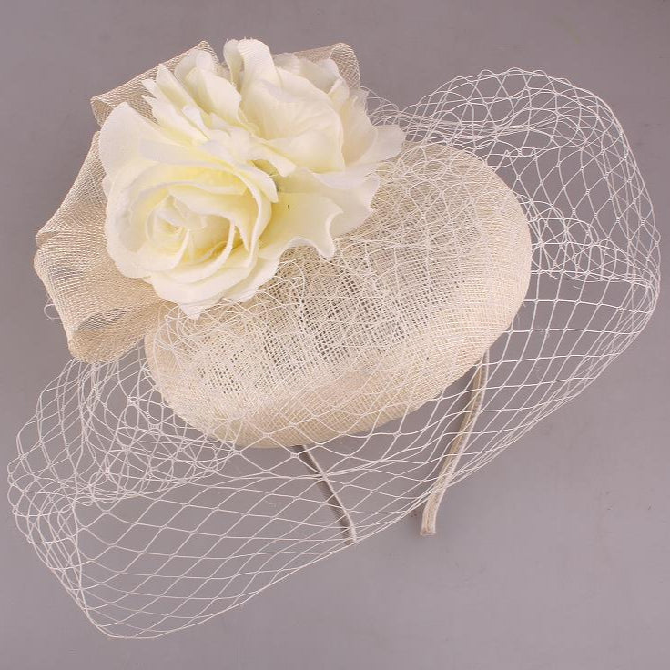 Cream Rose Netting Fascinator