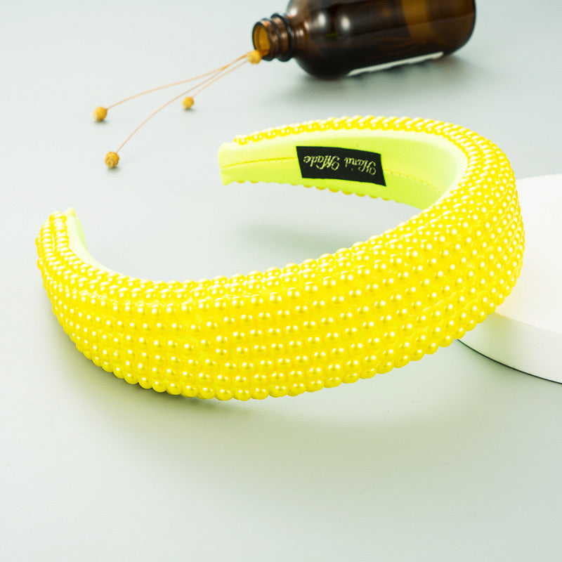 Yellow Wide Pearl Hairband