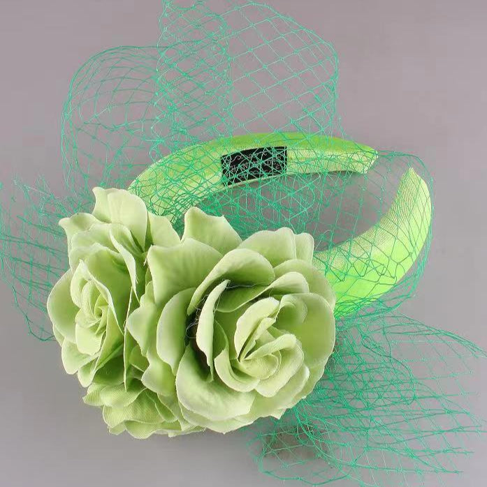 Green Rose Netting Hairband