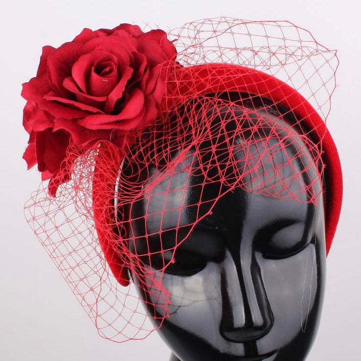 Red Rose Netting Hairband