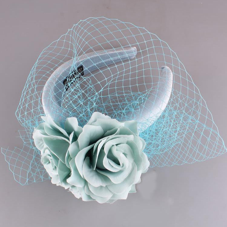 Baby Blue Rose Netting Hairband
