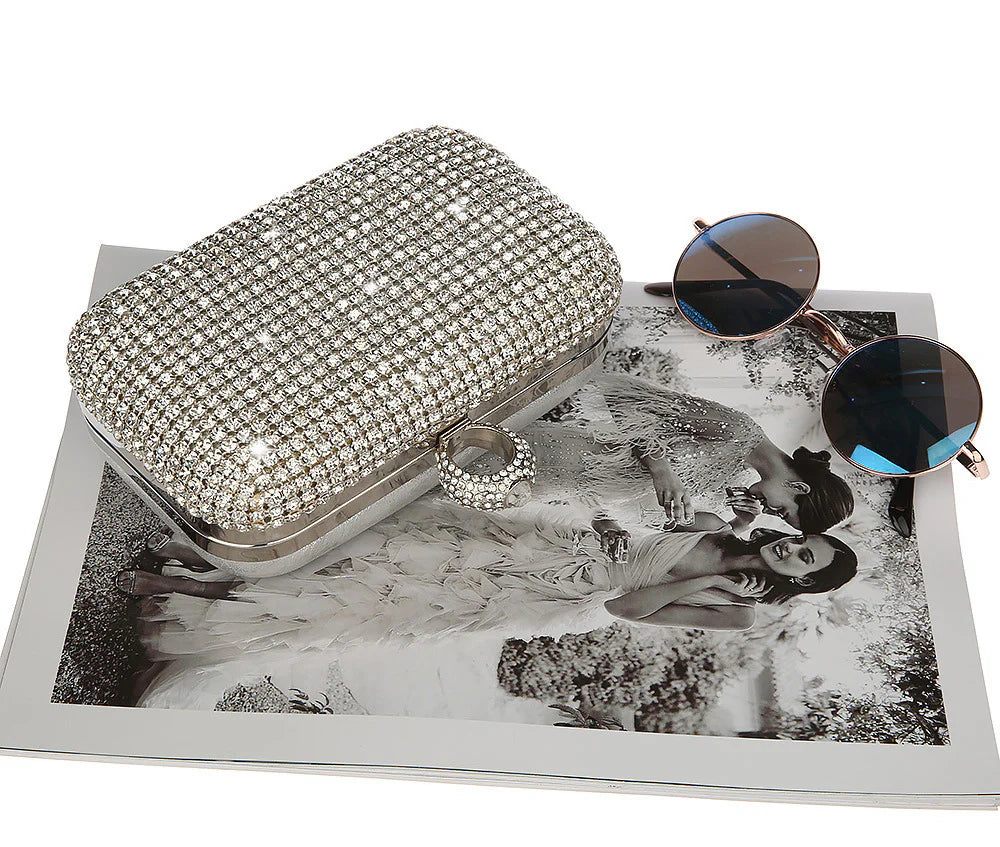 Francesca Crystal Clutch Silver