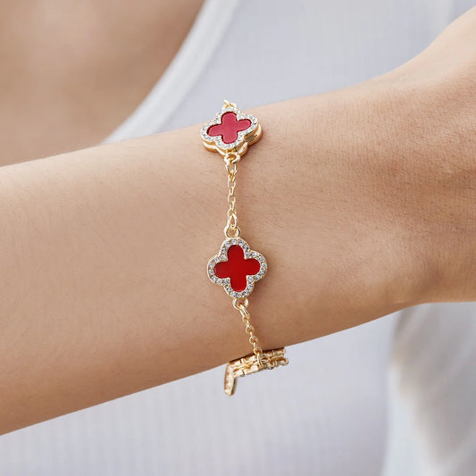 Red Crystal Clover Bracelet