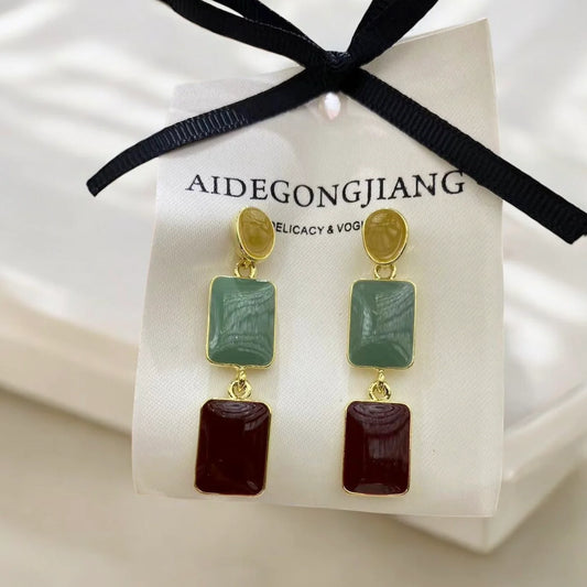 Abby Earrings Green/Brown