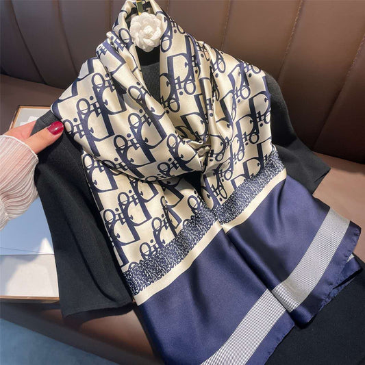 Diana Silk Touch Scarf Navy