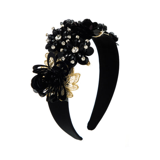 Black Sequin Blossom Hairband