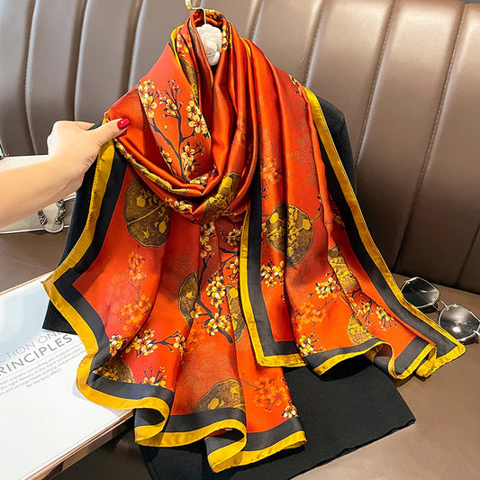 Blossom Silk Touch Scarf Orange