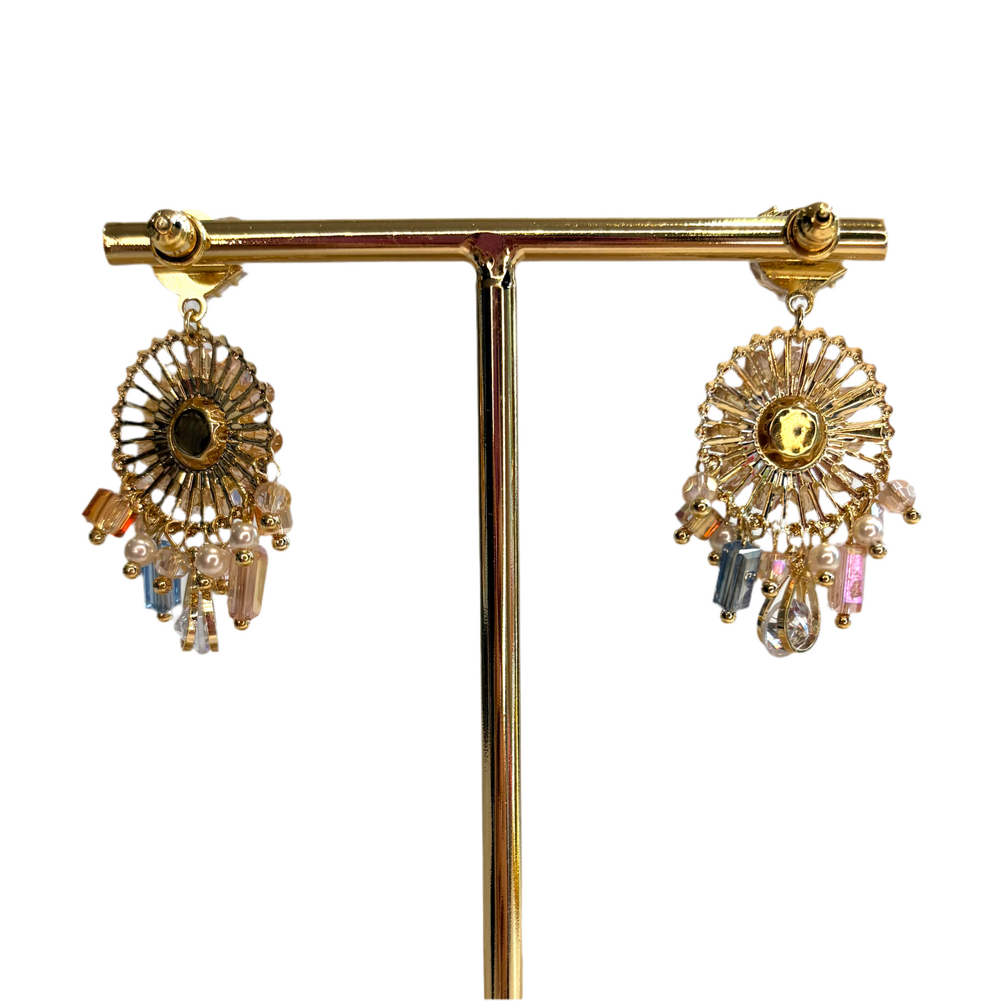 Champagne Round Small Dreamcatcher Earrings
