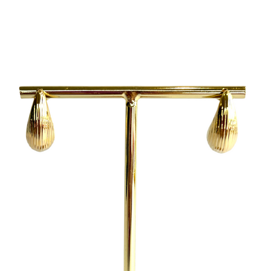 Gold Textured Teardrop Earrings