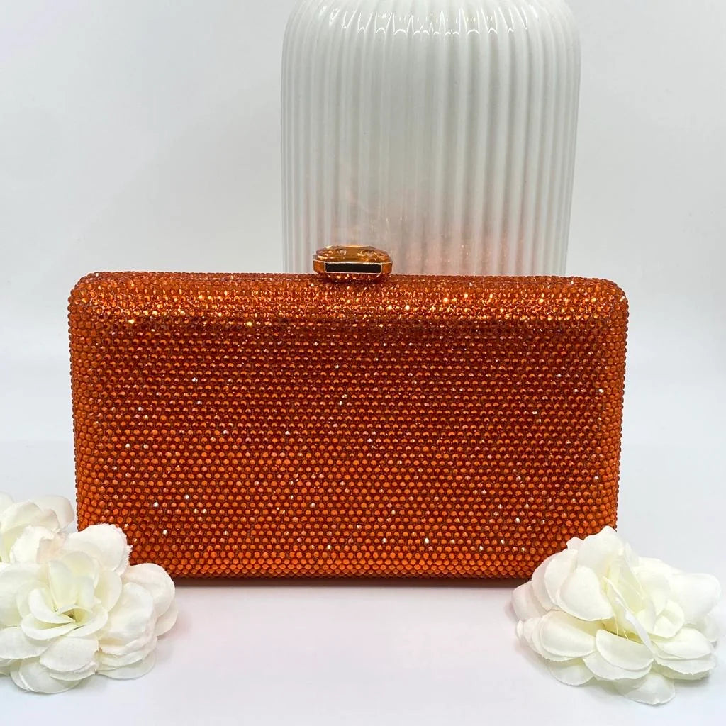 Brittany Glitz Clutch Orange