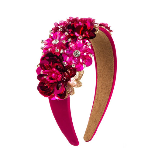 Fuchsia Sequin Blossom Hairband