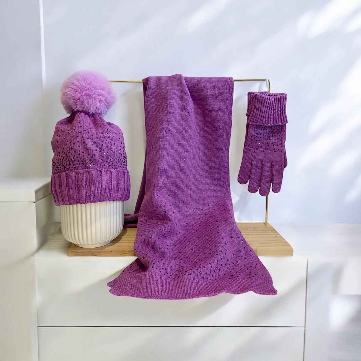 Gem Embellished Winter Set Purple