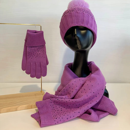 Gem Embellished Winter Set Purple