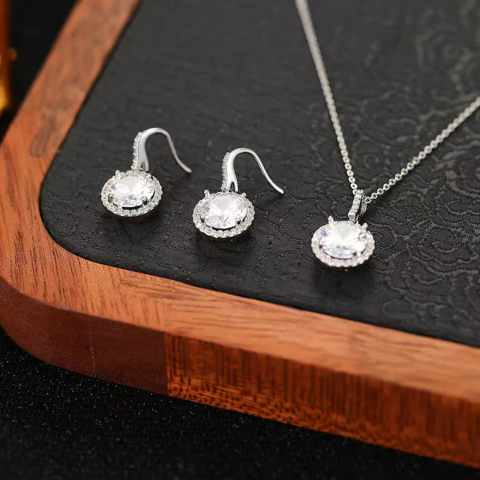Classic Round Drop Silver Set