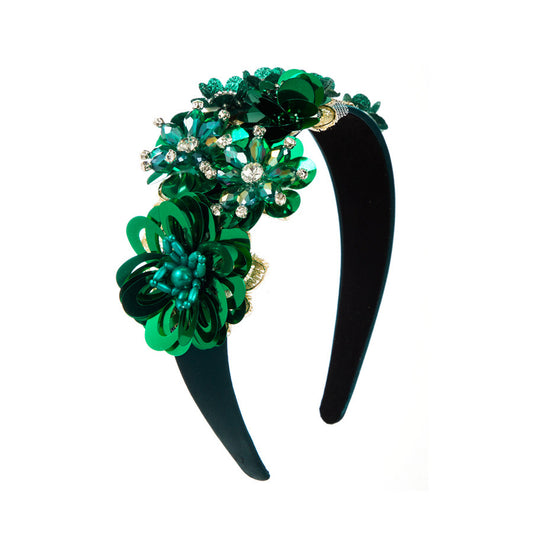 Green Sequin Blossom Hairband