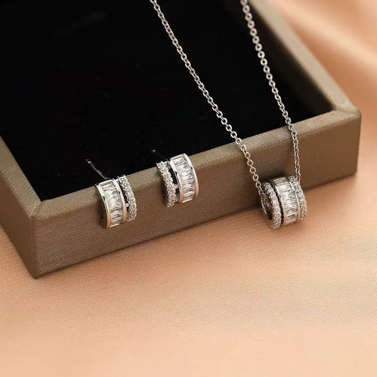 Stacked Hoop Silver Set