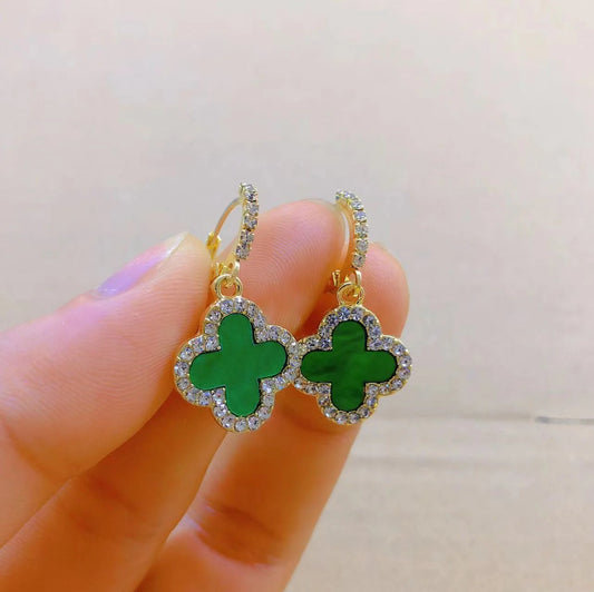 Green Clover Drop Earrings