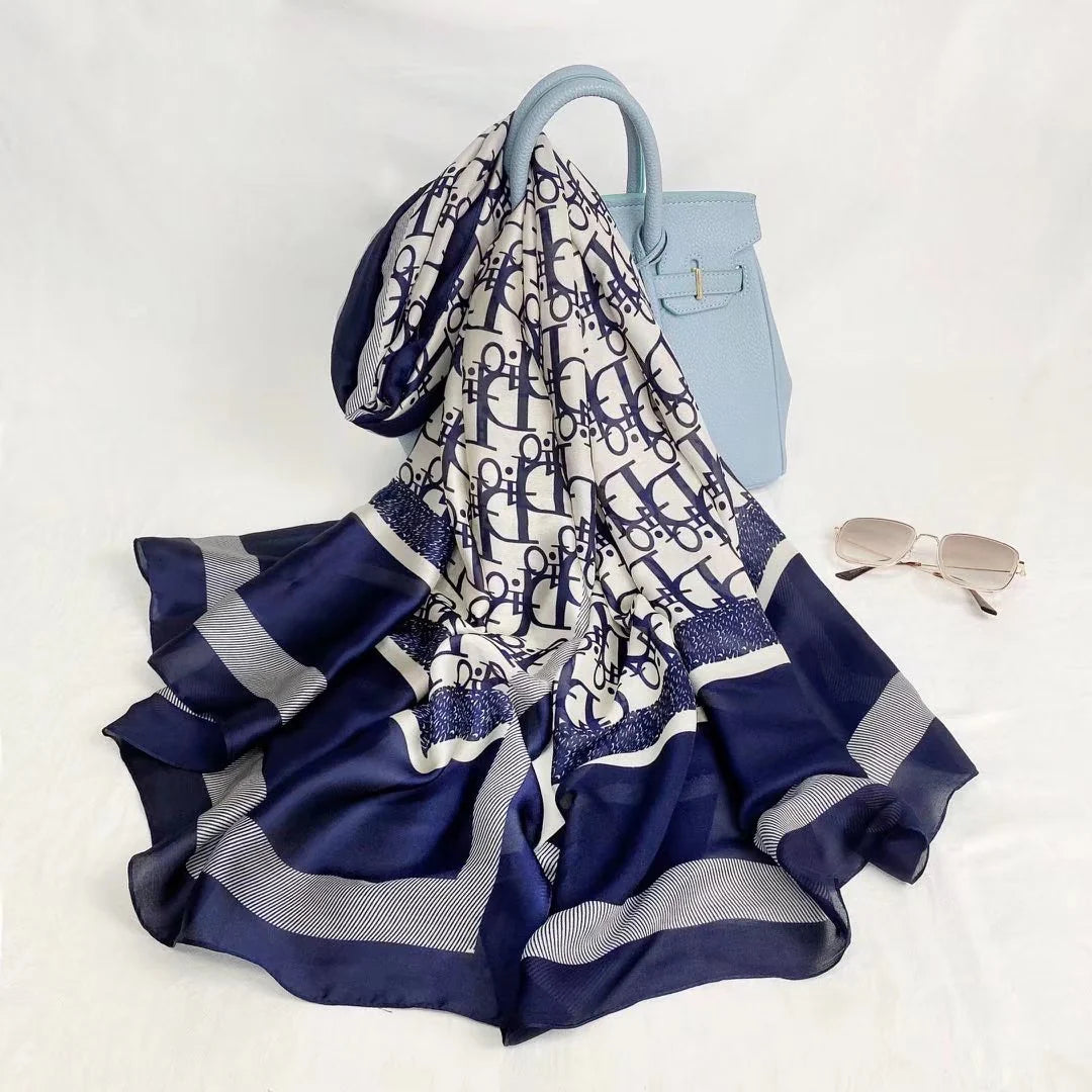 Diana Silk Touch Scarf Navy