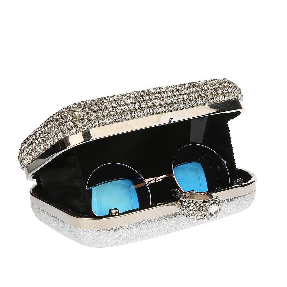Francesca Crystal Clutch Silver