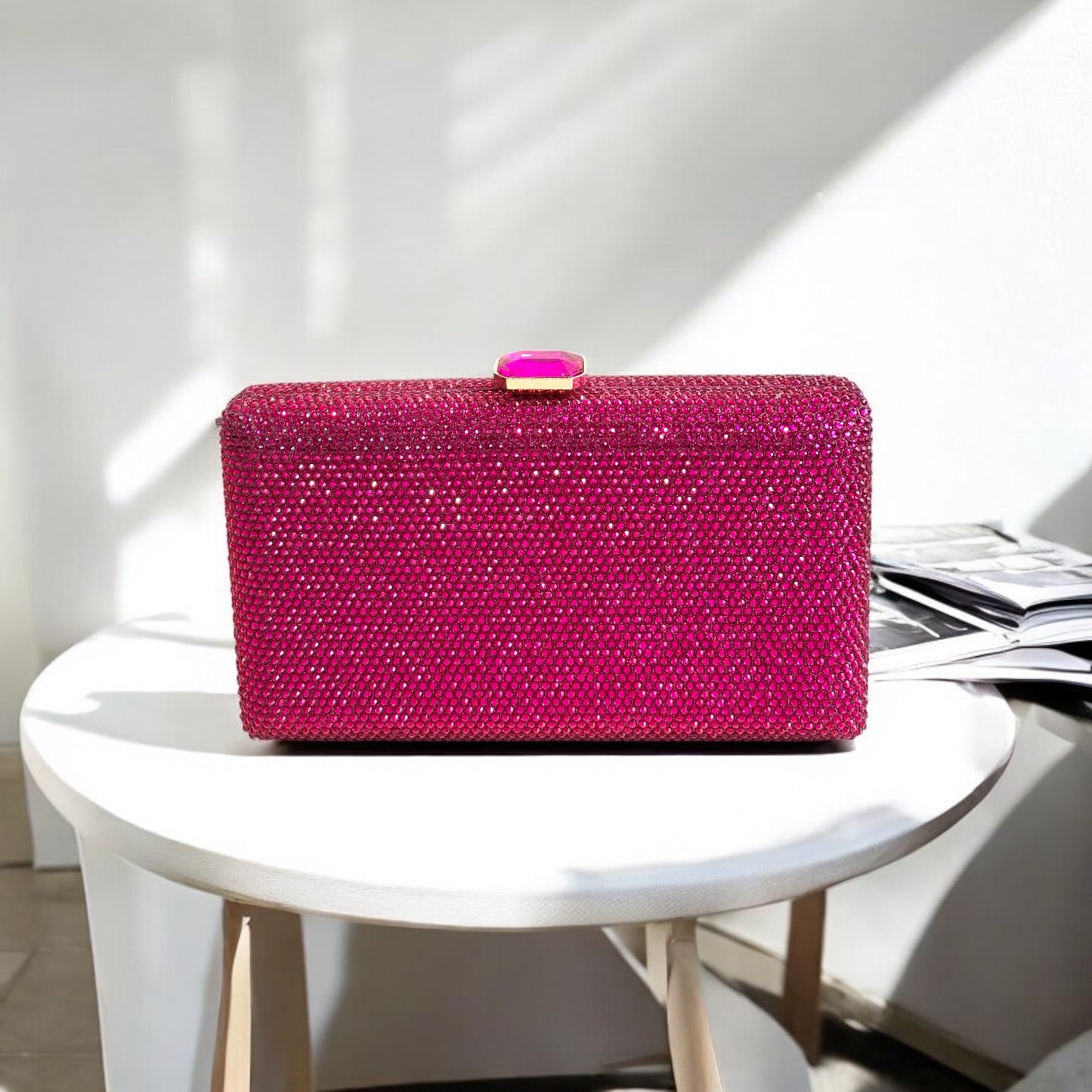 Brittany Glitz Clutch Fuchsia