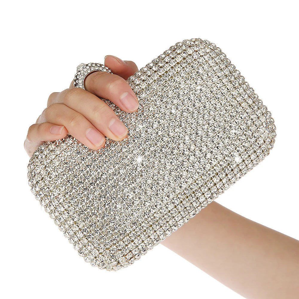 Francesca Crystal Clutch Silver
