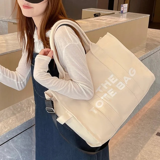 Large Cream Canvas Tote Bag