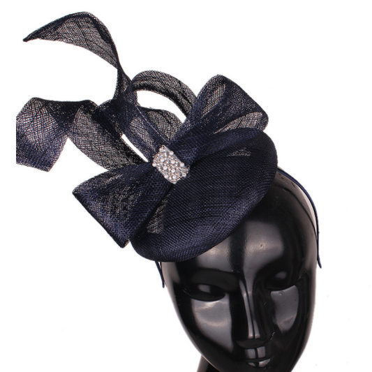 Navy Bow Twirl Fascinator
