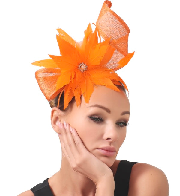 Bella Orange Fascinator