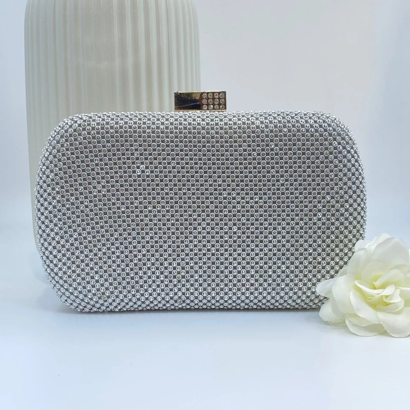 Belinda Glitz Clutch Silver