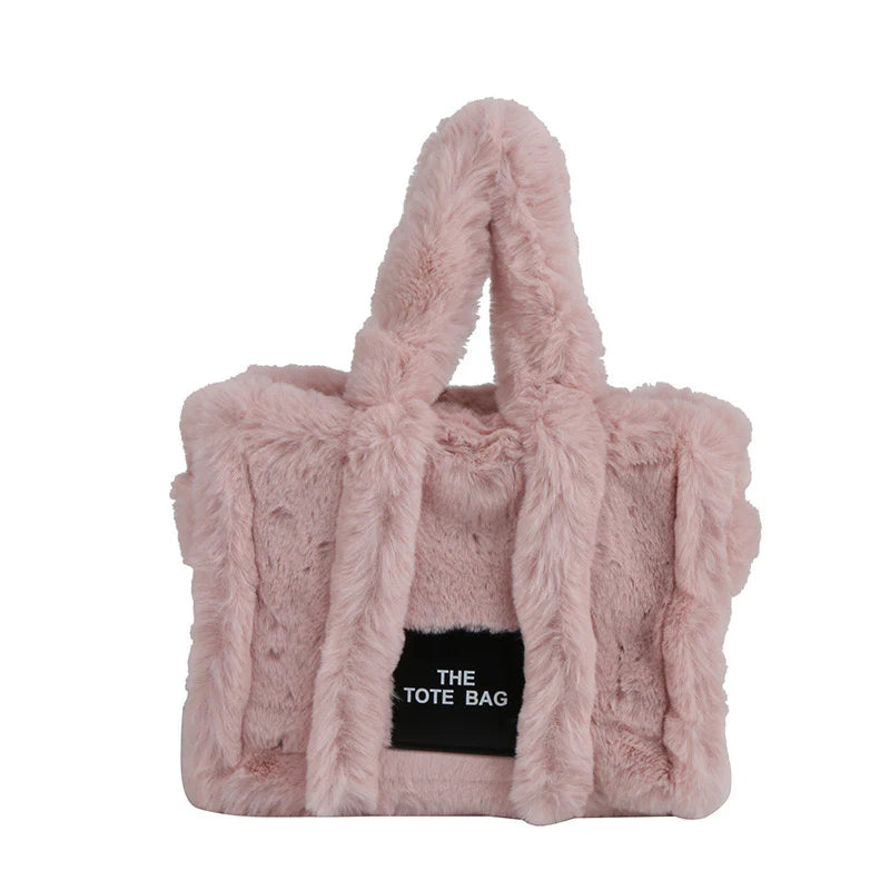 Large Dusty Rose Fur Tote Bag