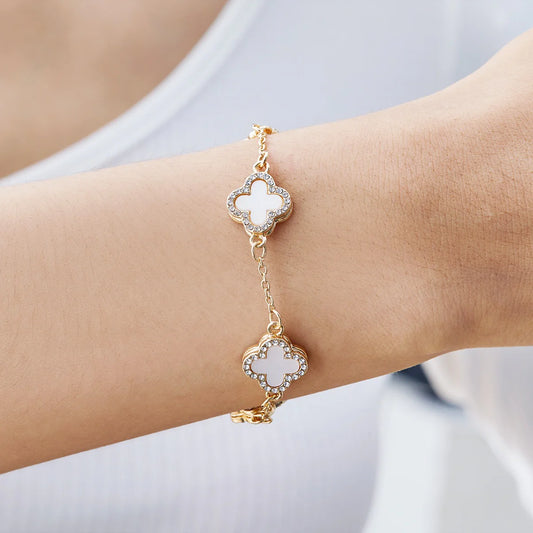 White Crystal Clover Bracelet