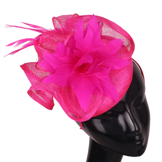 Fuchsia Exploding Star Feather Fascinator