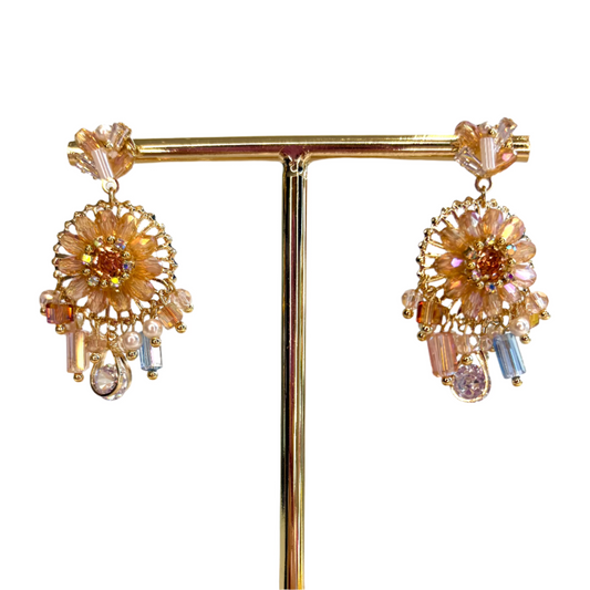 Champagne Round Small Dreamcatcher Earrings