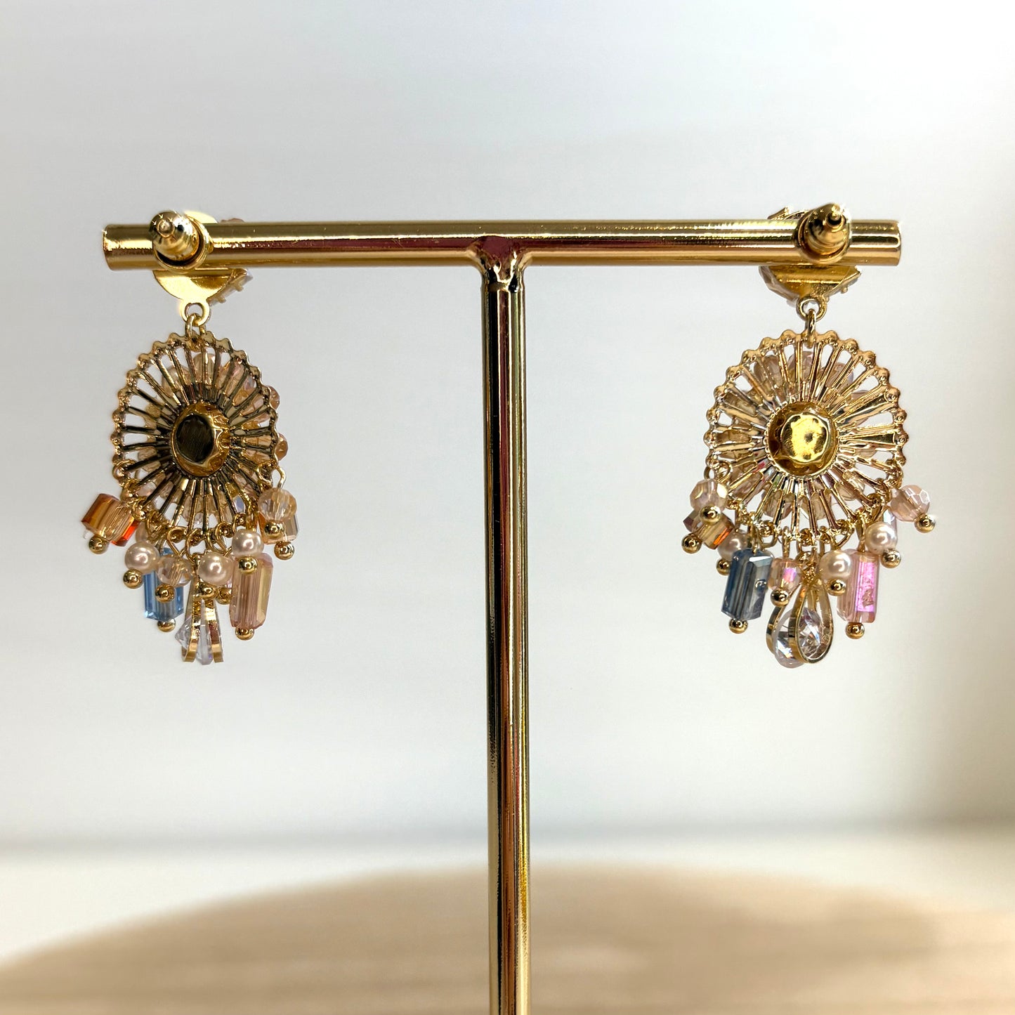 Champagne Round Small Dreamcatcher Earrings