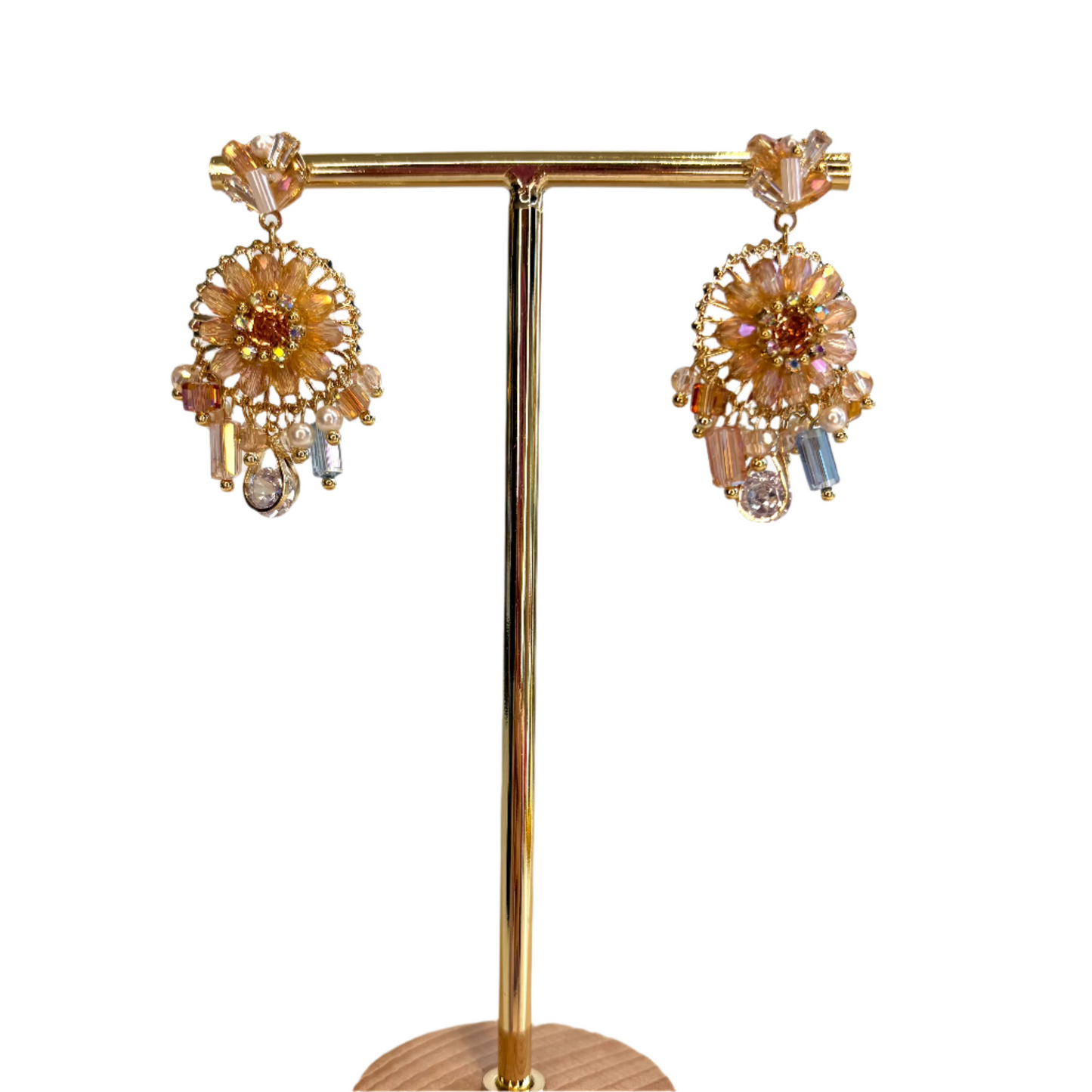 Champagne Round Small Dreamcatcher Earrings