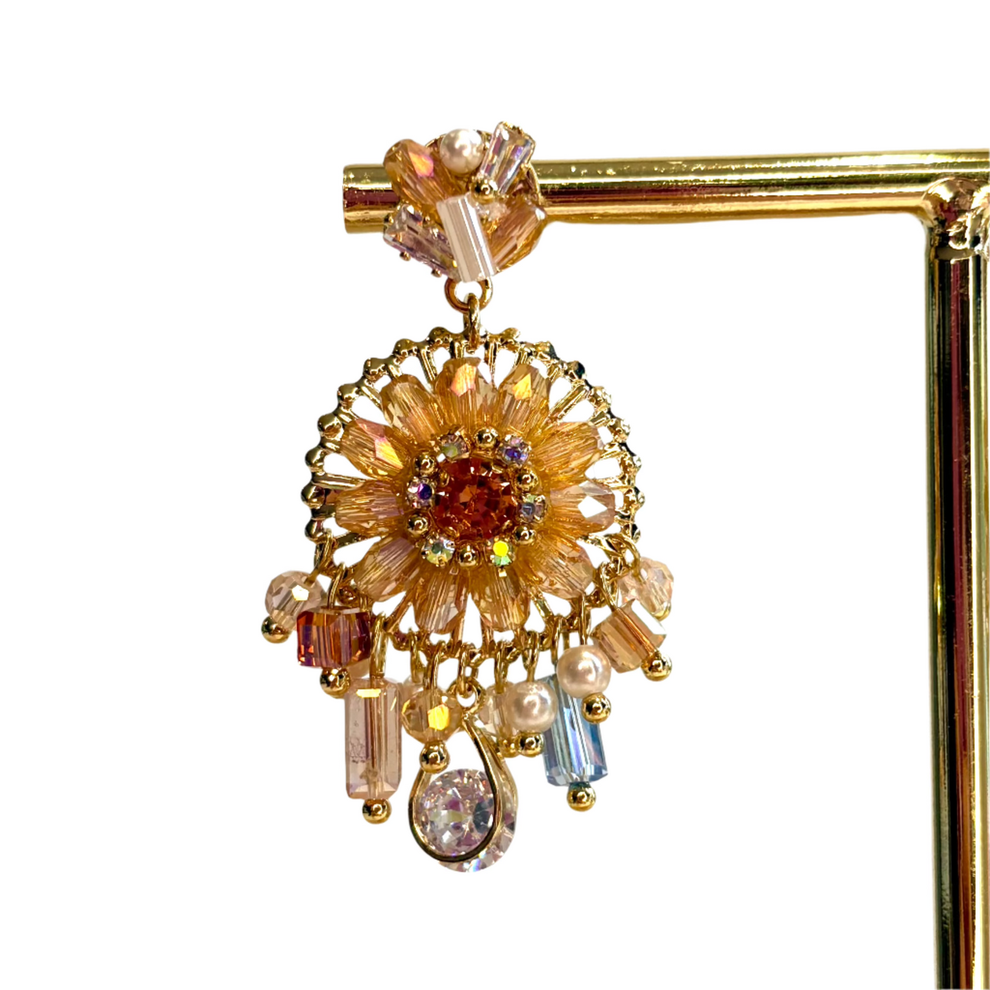 Champagne Round Small Dreamcatcher Earrings