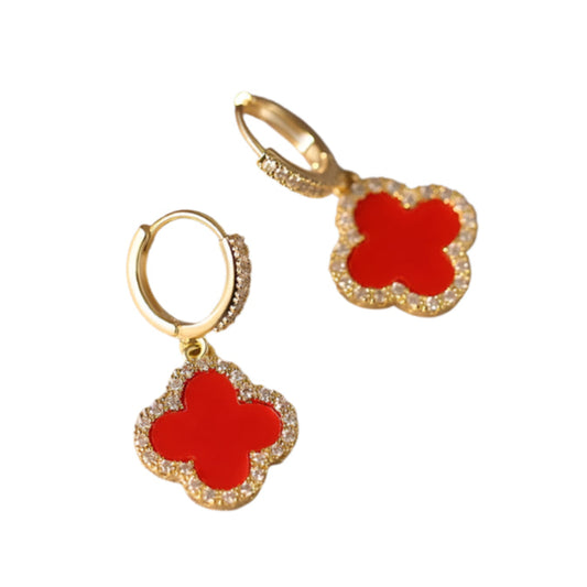 Red Clover Drop Earrings
