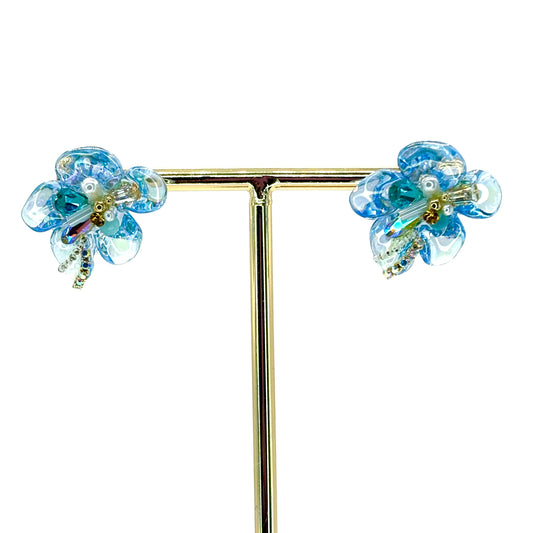 Blue Blooming Flower Studs